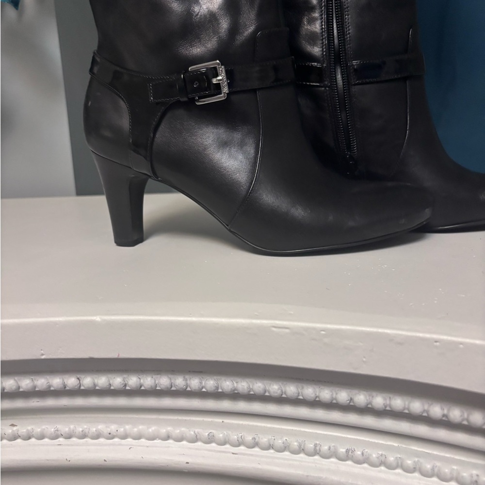 Ralph Lauren Black Heeled Boots with Buckle